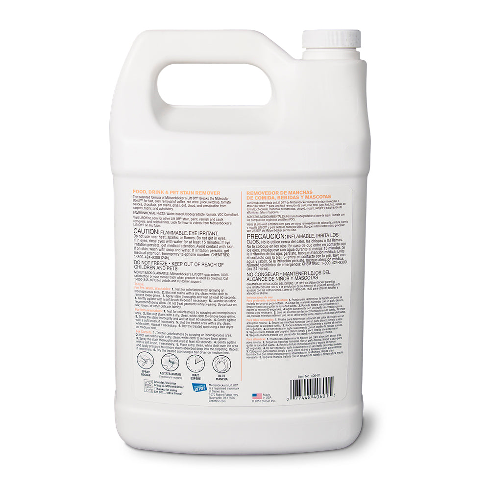 Lift Off Food, Drink, Pet Stain Remover 1 Gallon Bottle